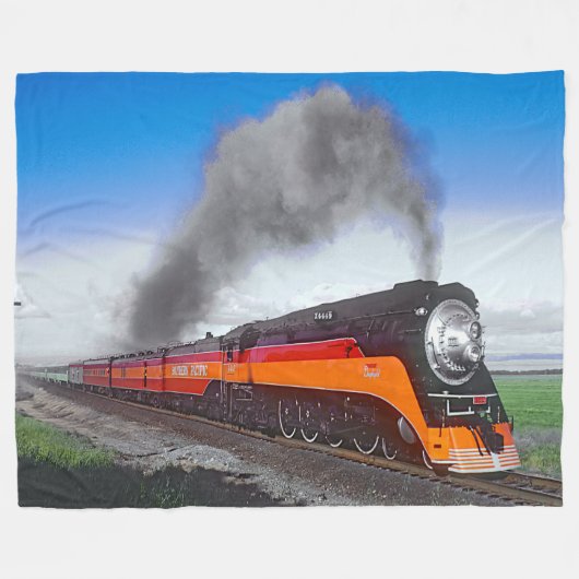 Dampfzug Motor Lokomotive SP4449 Black Orange Fleecedecke (Vorderseite (Horizontal))