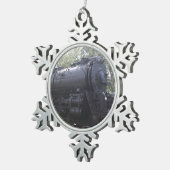 Dampfzug Motor Schneeflocken Zinn-Ornament (Rechts)