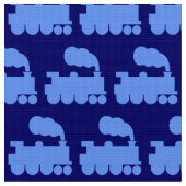 Dampfzug Muster - Baby Blue on Deep Navy Stoff (Nahaufnahme)