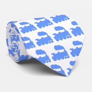 Dampfzug Muster - Baby Blue on White Krawatte