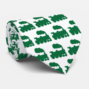 Dampfzug Muster - Forest Green on White Krawatte