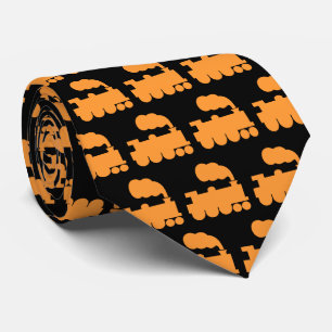 Dampfzug Muster - Light Orange auf schwarz Krawatte