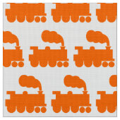 Dampfzug Muster - Orange auf Weiß Stoff (Nahaufnahme)
