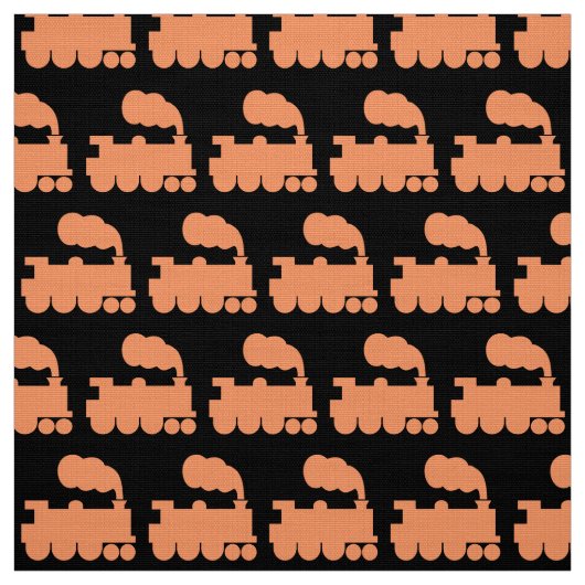Dampfzug Muster - Pfirsich auf schwarz Stoff (Muster)