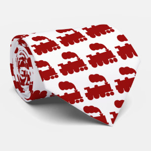 Dampfzug Muster - Ruby Red on White Krawatte