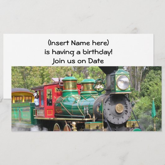 Dampfzug-Party Einladung (Vorne/Hinten)