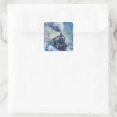 Dampfzug Quadratischer Aufkleber (Tasche)