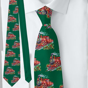 Dampfzug Red auf Green Festive Krawatte