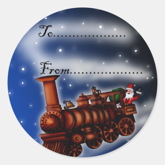 Dampfzug Santa, Geschenkmarke Runder Aufkleber (Vorderseite)