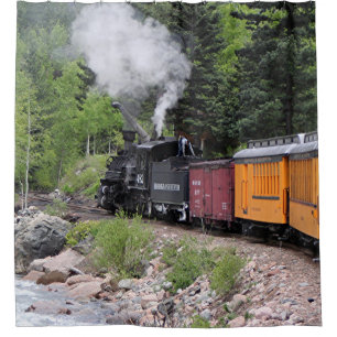 Dampfzug u. Fluss, Colorado Duschvorhang