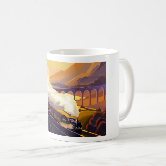 Dampfzug Überquerung der Brücke in Schottland. Kaffeetasse (VorderseiteRechts)