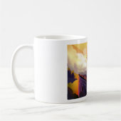 Dampfzug Überquerung der Brücke in Schottland. Kaffeetasse (Links)