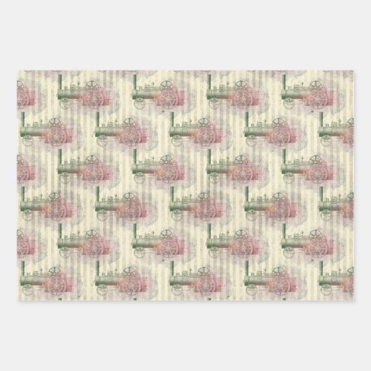 Dampfzug und Motor Geschenkpapier Set (Vorderseite 2)