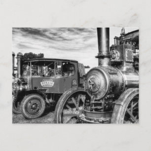 Dampfzug und Motor Postkarte