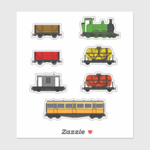 Dampfzug und Wagenzug Eisenbahnfahrende Kinder Aufkleber