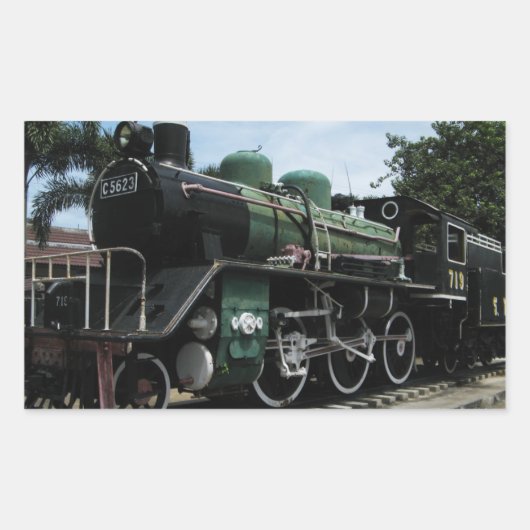 Dampfzug WW2 an der Kwai-Brücke Rechteckiger Aufkleber (Vorderseite)