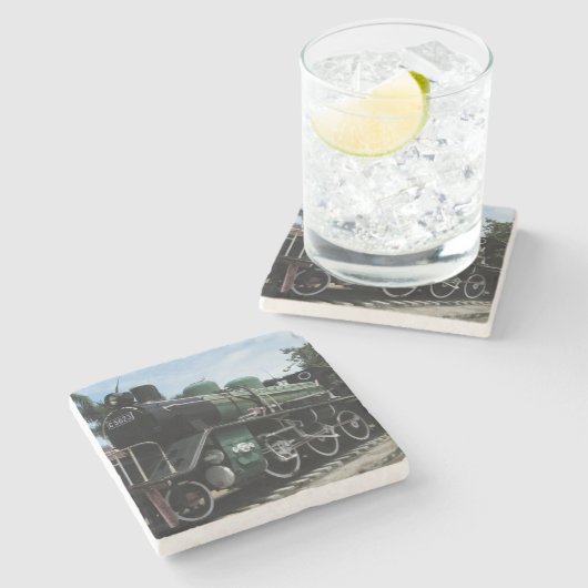 Dampfzug WW2 an der Kwai-Brücke Steinuntersetzer (Seitenansicht)