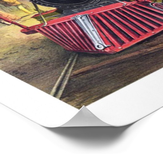 Dampfzüge, Bahnhof, Bahnhofsvorplatz Poster (Ecke)