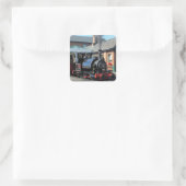 DAMPFZÜGE QUADRATISCHER AUFKLEBER (Tasche)