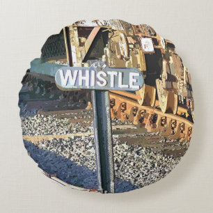 DAMPFZÜGE RUNDES KISSEN