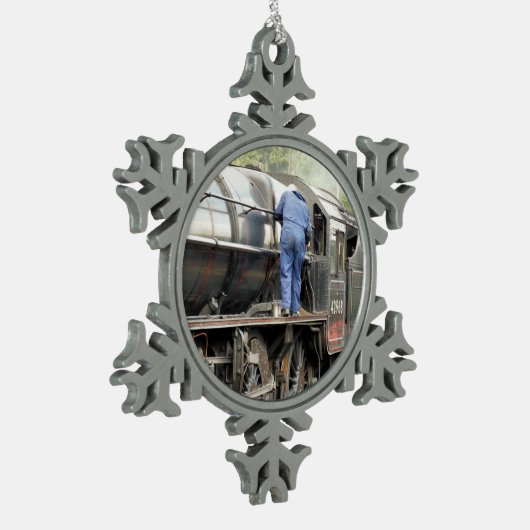 DAMPFZÜGE SCHNEEFLOCKEN Zinn-Ornament (Links)