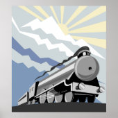 Dampfzuglokomotive Berglandschaft Poster (Vorne)
