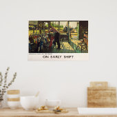 Dampfzugposter der British Railways Frühschicht Poster (Küche)