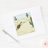 Dampit in der Wüste Viola Cello Cartoon Quadratischer Aufkleber (Umschlag)