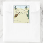 Dampit in der Wüste Viola Cello Cartoon Quadratischer Aufkleber (Tasche)