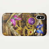 DAMPUNKGEARS ,GEMSTONS, BÜTTERFLIES-MONOGRAMM Case-Mate iPhone HÜLLE (Rückseite (Horizontal))