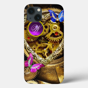 DAMPUNKGEARS ,GEMSTONS, BÜTTERFLIES-MONOGRAMM iPhone 13 HÜLLE