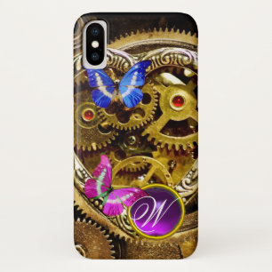 DAMPUNKGEARS ,GEMSTONS, BÜTTERFLIES-MONOGRAMM iPhone X HÜLLE