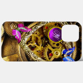 DAMPUNKGEARS ,GEMSTONS, BÜTTERFLIES-MONOGRAMM Case-Mate iPhone HÜLLE (Rückseite (Horizontal))