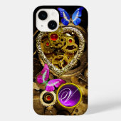 DAMPUNKHERZ, GEARS,GEMS,BUTTERFLIES-MONOGRAMM Case-Mate iPhone HÜLLE (Rückseite)