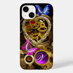 DAMPUNKHERZ, GEARS,GEMS,BUTTERFLIES-MONOGRAMM Case-Mate iPhone HÜLLE