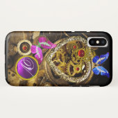 DAMPUNKHERZ, GEARS,GEMS,BUTTERFLIES-MONOGRAMM Case-Mate iPhone HÜLLE (Rückseite (Horizontal))
