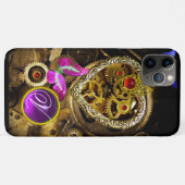 DAMPUNKHERZ, GEARS,GEMS,BUTTERFLIES-MONOGRAMM Case-Mate iPhone HÜLLE (Rückseite (Horizontal))