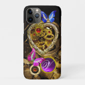 DAMPUNKHERZ, GEARS,GEMS,BUTTERFLIES-MONOGRAMM Case-Mate iPhone HÜLLE (Rückseite)