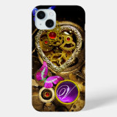 DAMPUNKHERZ, GEARS,GEMS,BUTTERFLIES-MONOGRAMM Case-Mate iPhone HÜLLE (Rückseite)