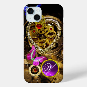 DAMPUNKHERZ, GEARS,GEMS,BUTTERFLIES-MONOGRAMM Case-Mate iPhone HÜLLE