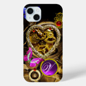 DAMPUNKHERZ, GEARS,GEMS,BUTTERFLIES-MONOGRAMM Case-Mate iPhone HÜLLE (Rückseite)