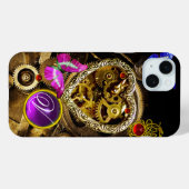 DAMPUNKHERZ, GEARS,GEMS,BUTTERFLIES-MONOGRAMM Case-Mate iPhone HÜLLE (Rückseite (Horizontal))