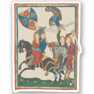 Damsel in Not, mittelalterliche Kunst des 14. Jahr Aufkleber