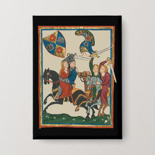 Damsel in Not, mittelalterliche Kunst des 14. Jahr Button