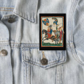 Damsel in Not, mittelalterliche Kunst des 14. Jahr Button (Insitu)