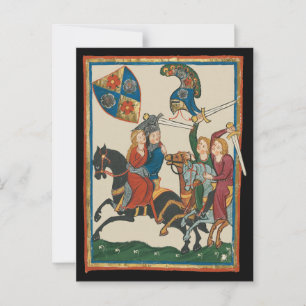Damsel in Not, mittelalterliche Kunst des 14. Jahr Postkarte