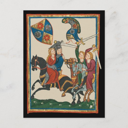 Damsel in Not, mittelalterliche Kunst des 14. Jahr Postkarte (Vorderseite)