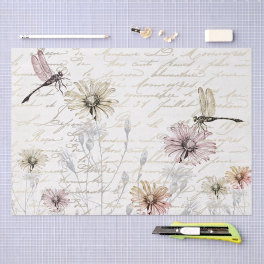 Damselfly Dancer Französisch Script Meadow Decoupa Seidenpapier (Handwerk)