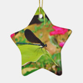 Damselfly und Rose Keramik Ornament (Links)