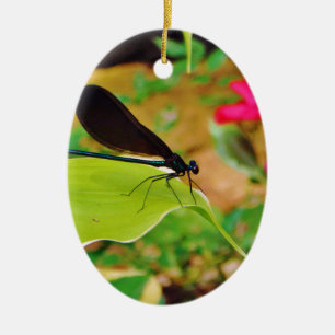 Damselfly und Rose Keramikornament